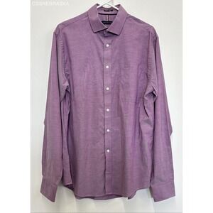 Tommy‎ Hilfiger Purple Men's Long Sleeve Dress Shirt - Size L(16/16.5)